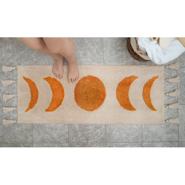 Brayden Studio® Boho Bathroom Rug Runner Moon Phases Bath Mat With